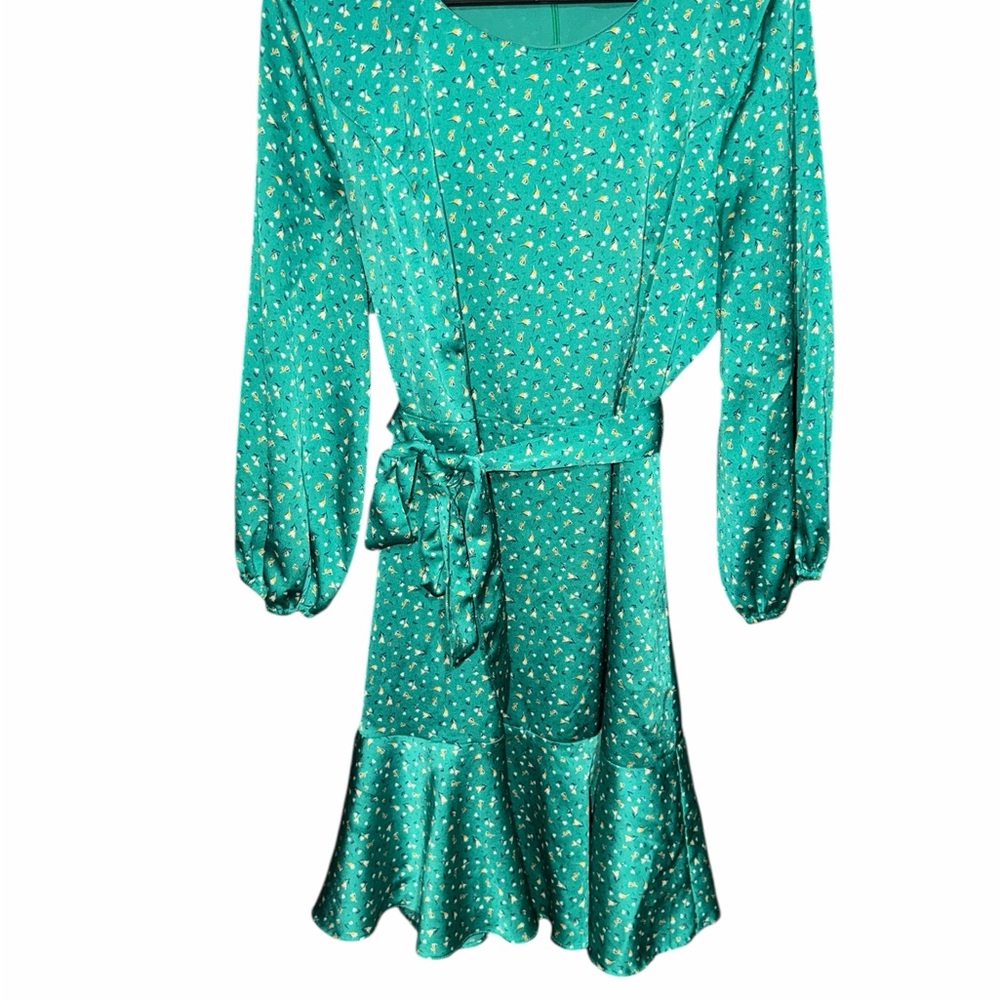 Skies Are Blue Teal Long Sleeve Dress